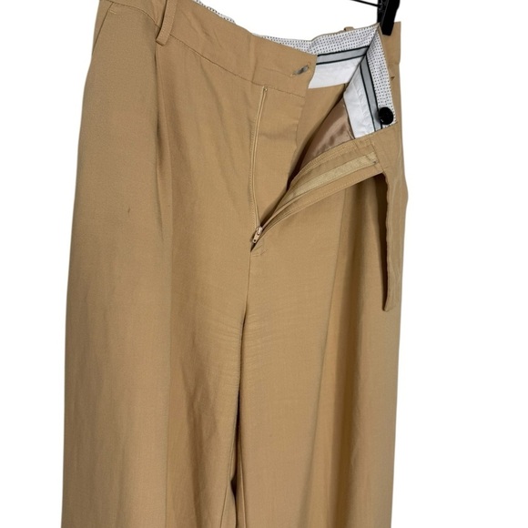 Zara Tan Wide Leg Pants size medium zipper fly - Picture 7 of 13